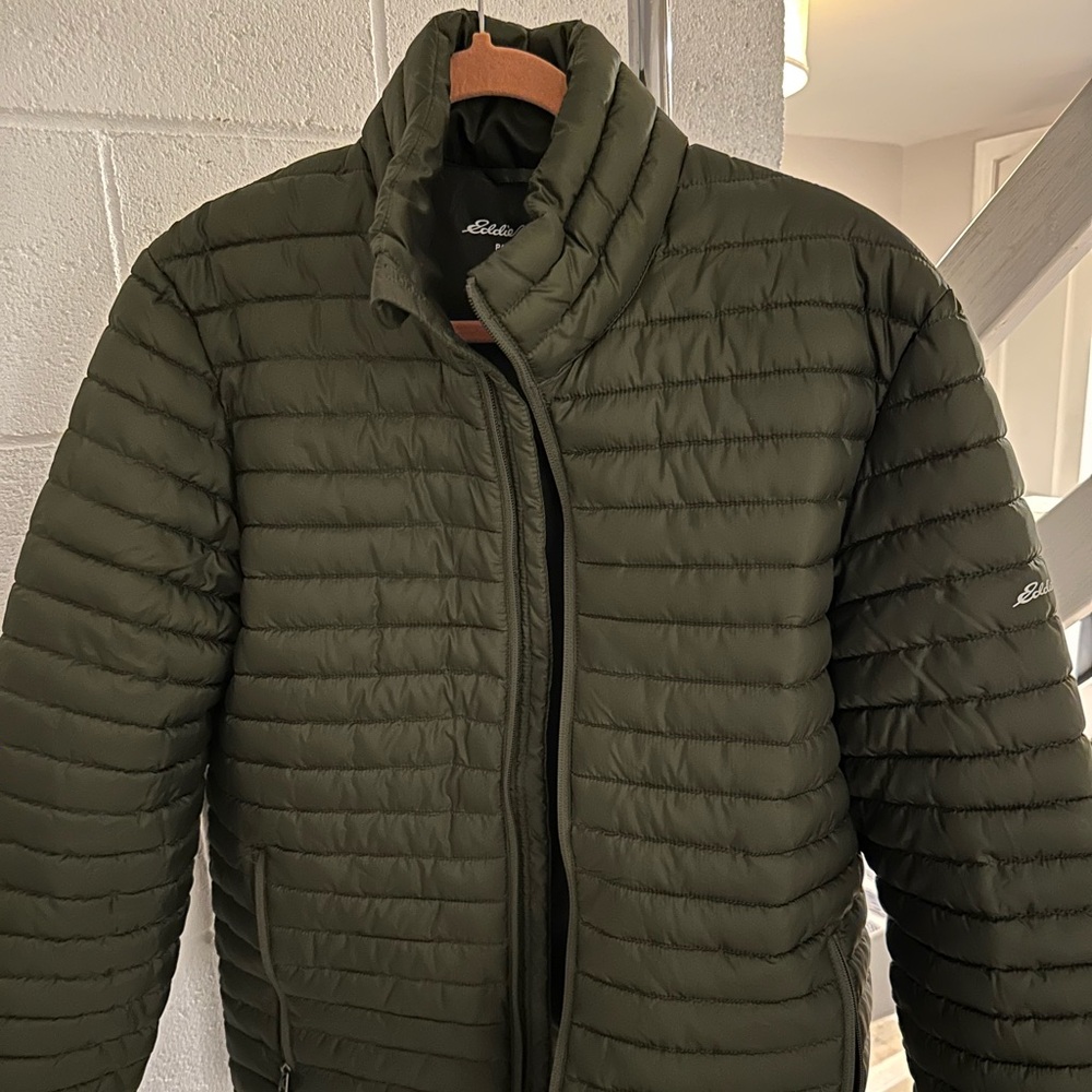 Eddie Bauer Olive Green Quilted Puffer Jacket
